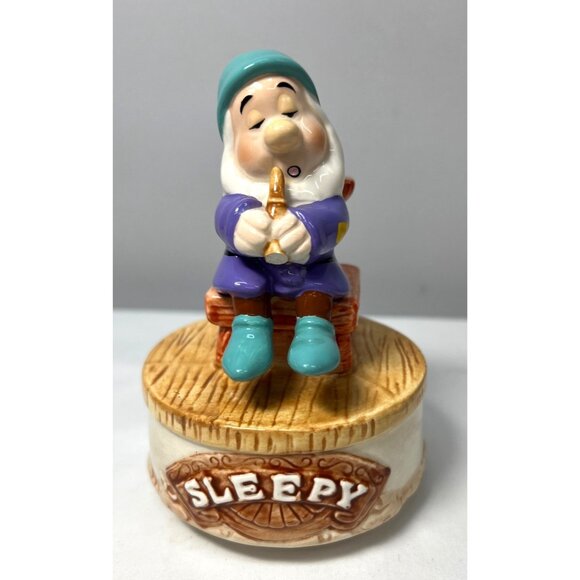 Schmid Disney Sleepy Dwarf Ceramic Music Box - Picture 1 of 4
